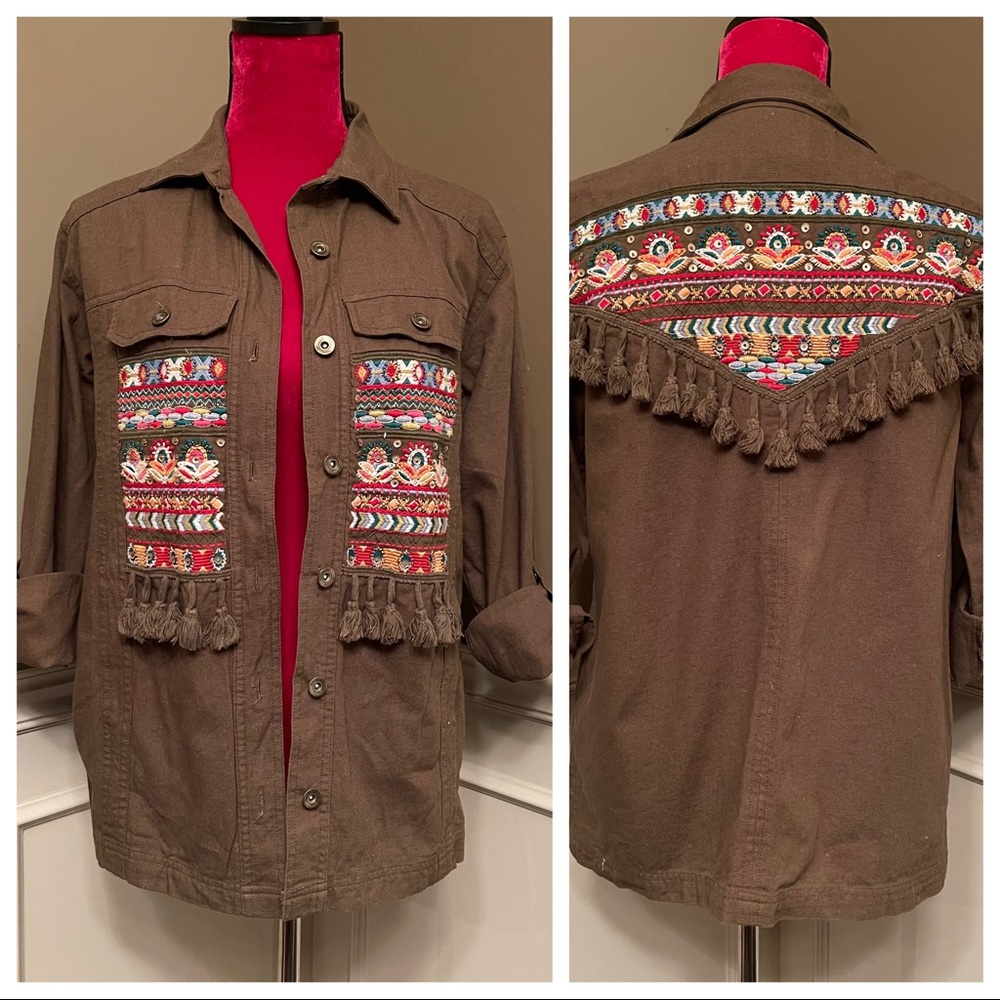 Stradivarius Embroidered Military Jacket